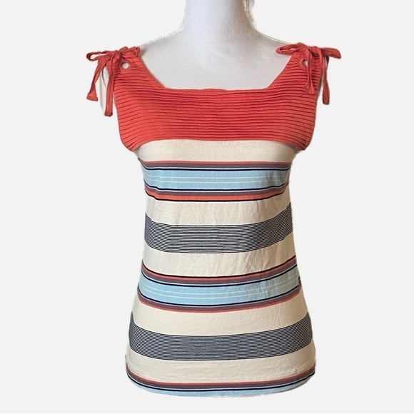 Anthropologie Postcard Tie Shoulder Stripe Tank Top XSmall - Picture 2 of 8